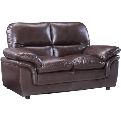 Brown leather loveseat sofa