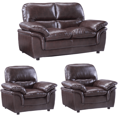 Verona Brown Leather 2+1+1 Seater Sofa Set Collection