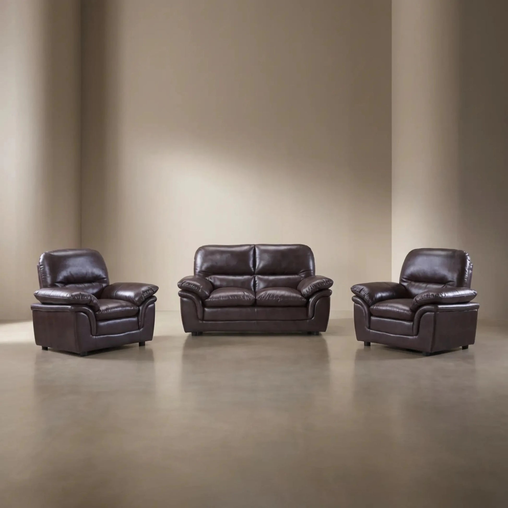 Verona Brown Leather 2+1+1 Seater Sofa Set Collection - Furniture Instore