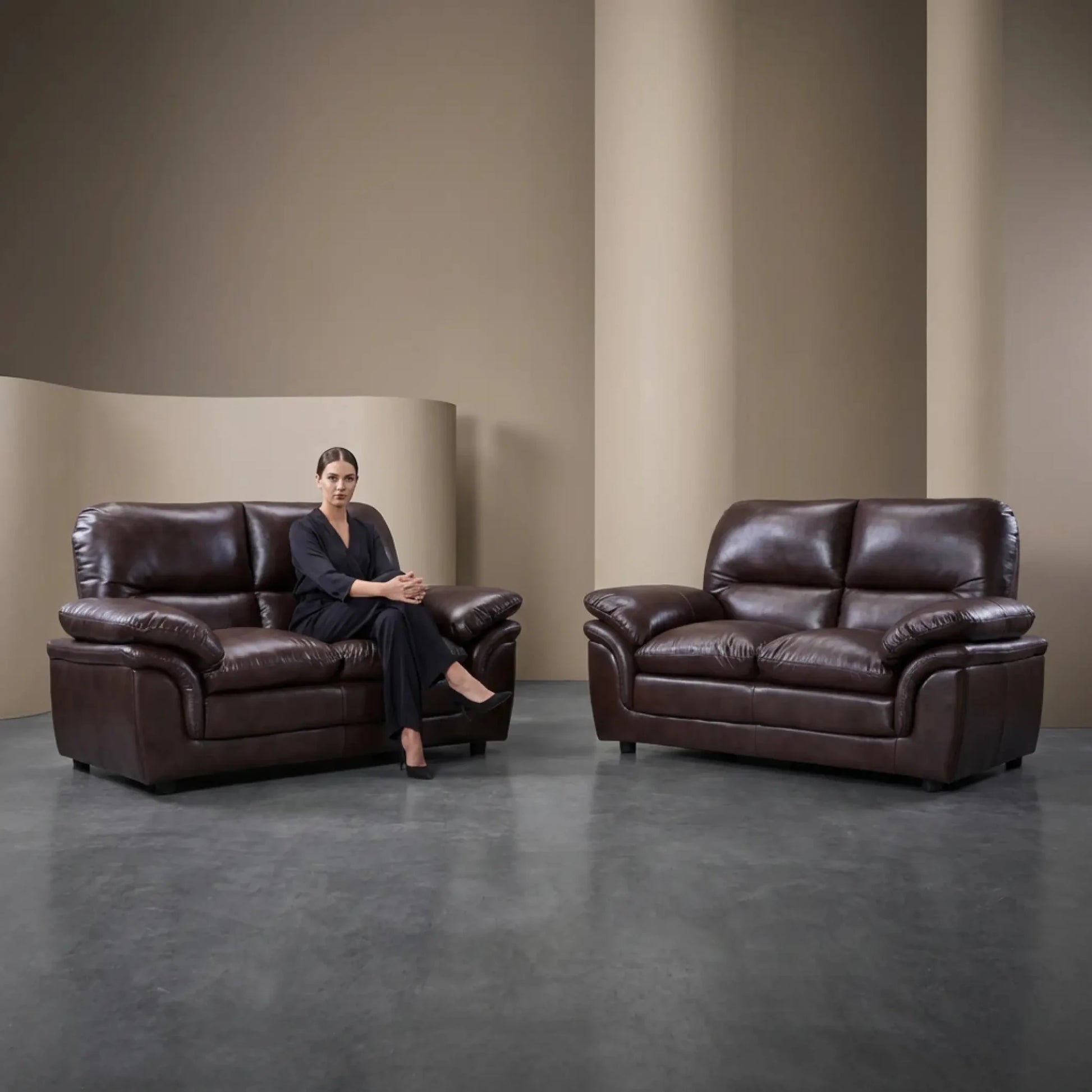 Verona Brown Leather 2+2 Seater Sofa Set Collection - Furniture Instore