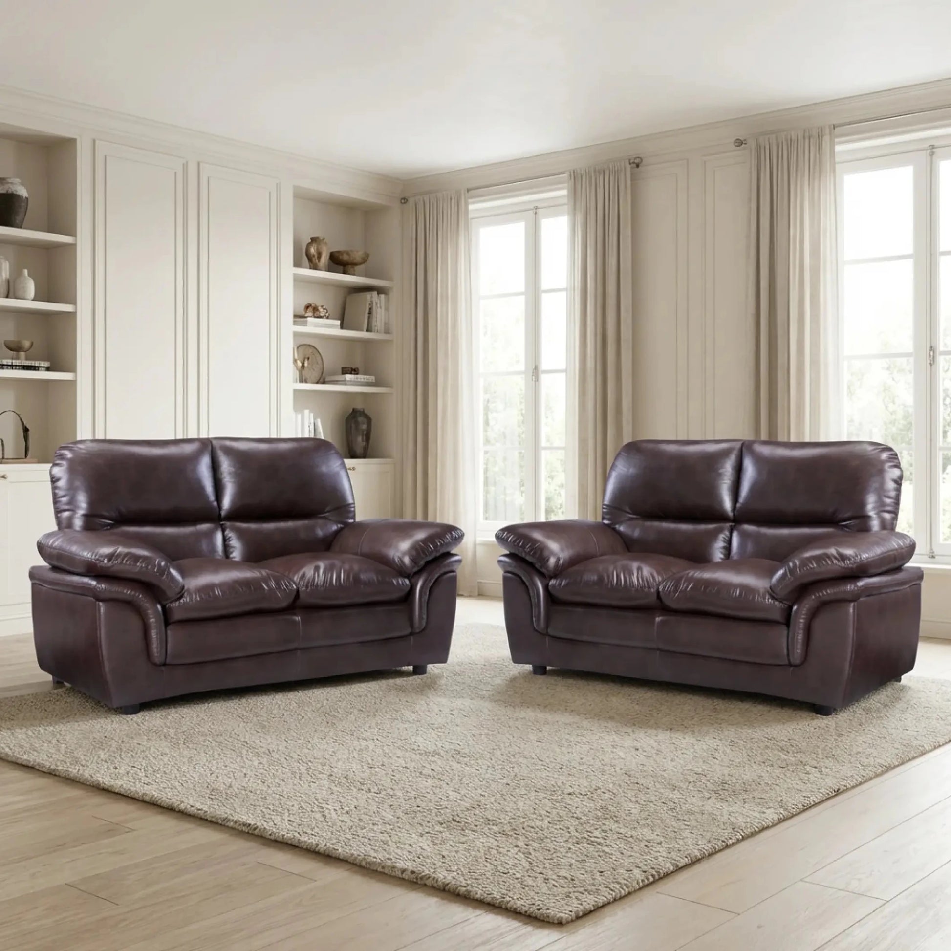 Verona Brown Leather 2+2 Seater Sofa Set Collection - Furniture Instore