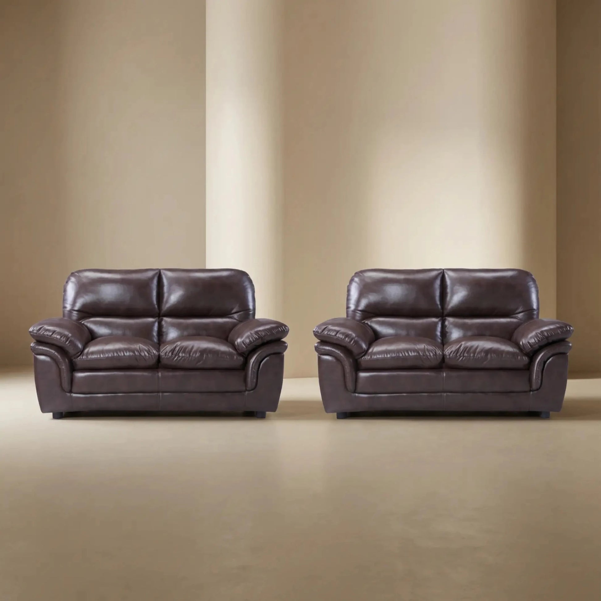 Verona Brown Leather 2+2 Seater Sofa Set Collection - Furniture Instore