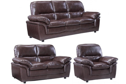 Verona Brown Leather 3+2+1 Seater Sofa Set - Furniture Instore