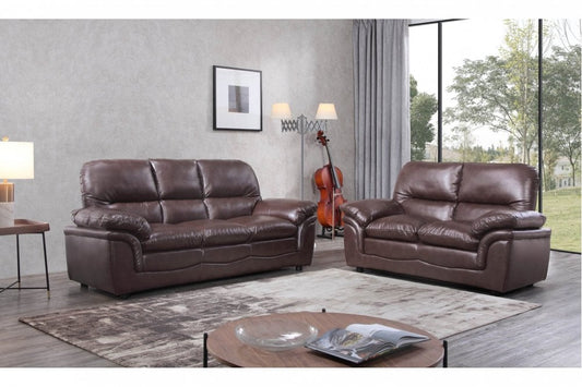 Verona Brown Leather 3+2 Seater Sofa Set - Furniture Instore