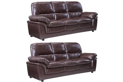 Verona Brown Leather 3+3 Seater Sofa Set