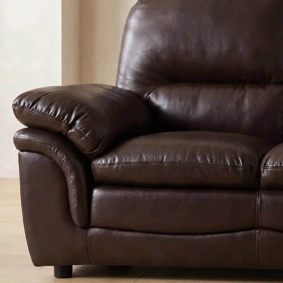 Verona Brown Leather 3 Seater Sofa - Furniture Instore