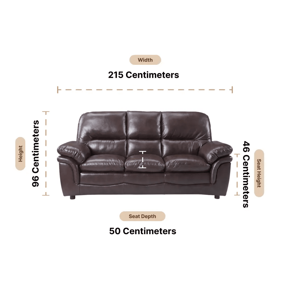 Verona Brown Leather 3 Seater Sofa - Furniture Instore