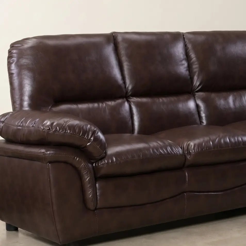 Verona Brown Leather 3 Seater Sofa - Furniture Instore