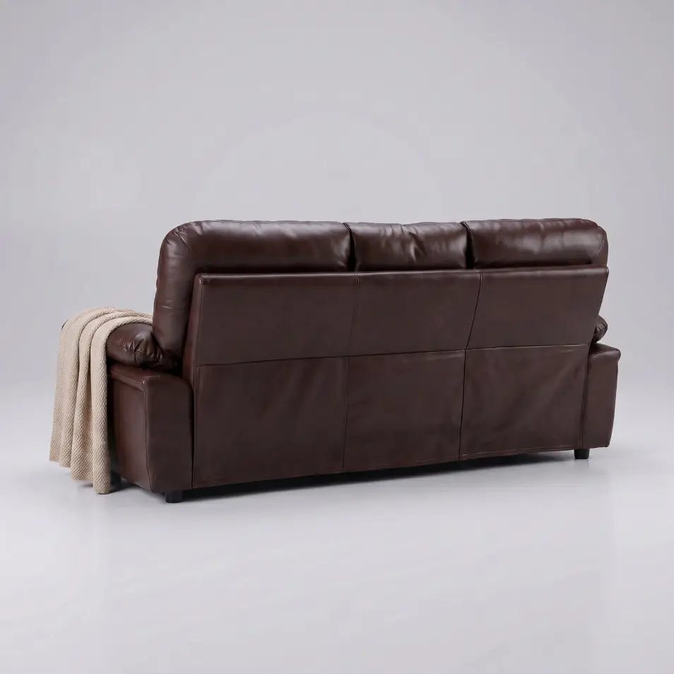 Verona Brown Leather 3 Seater Sofa - Furniture Instore