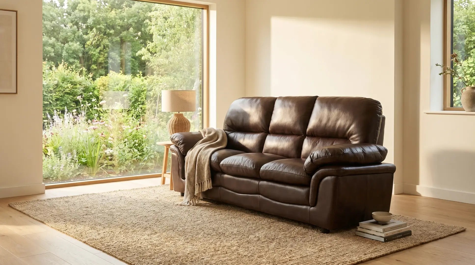 Verona Brown Leather 3 Seater Sofa - Furniture Instore