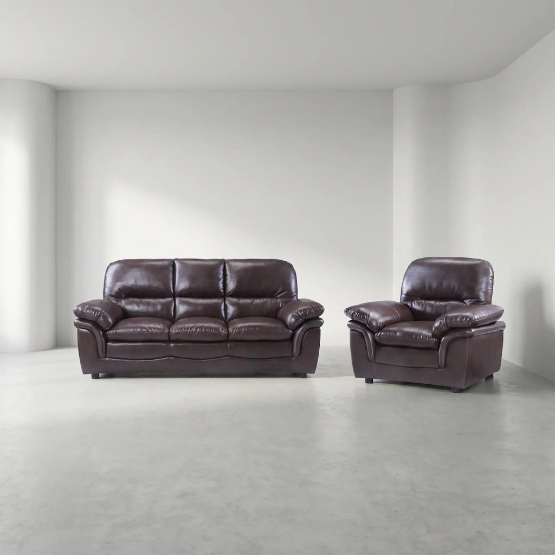 Verona Brown Leather 3+1 Seater Sofa Set Collection - Furniture Instore