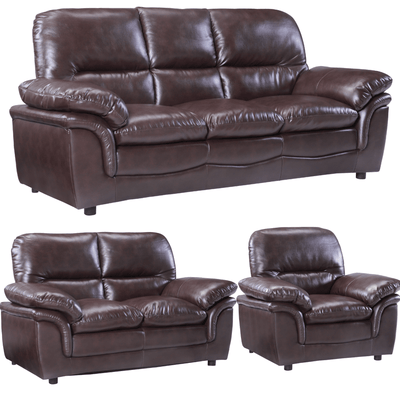 Verona Brown Leather 3+2+1 Seater Sofa Set Collection