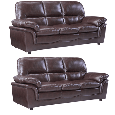 Verona Brown Leather 3+3 Seater Sofa Set Collection