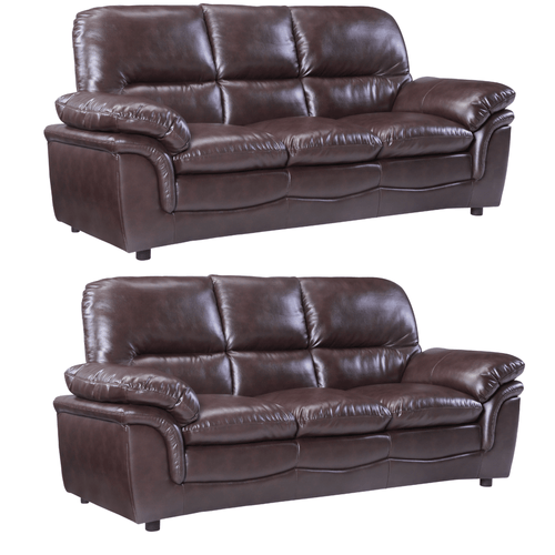 Verona Brown Leather 3+3 Seater Sofa Set Collection