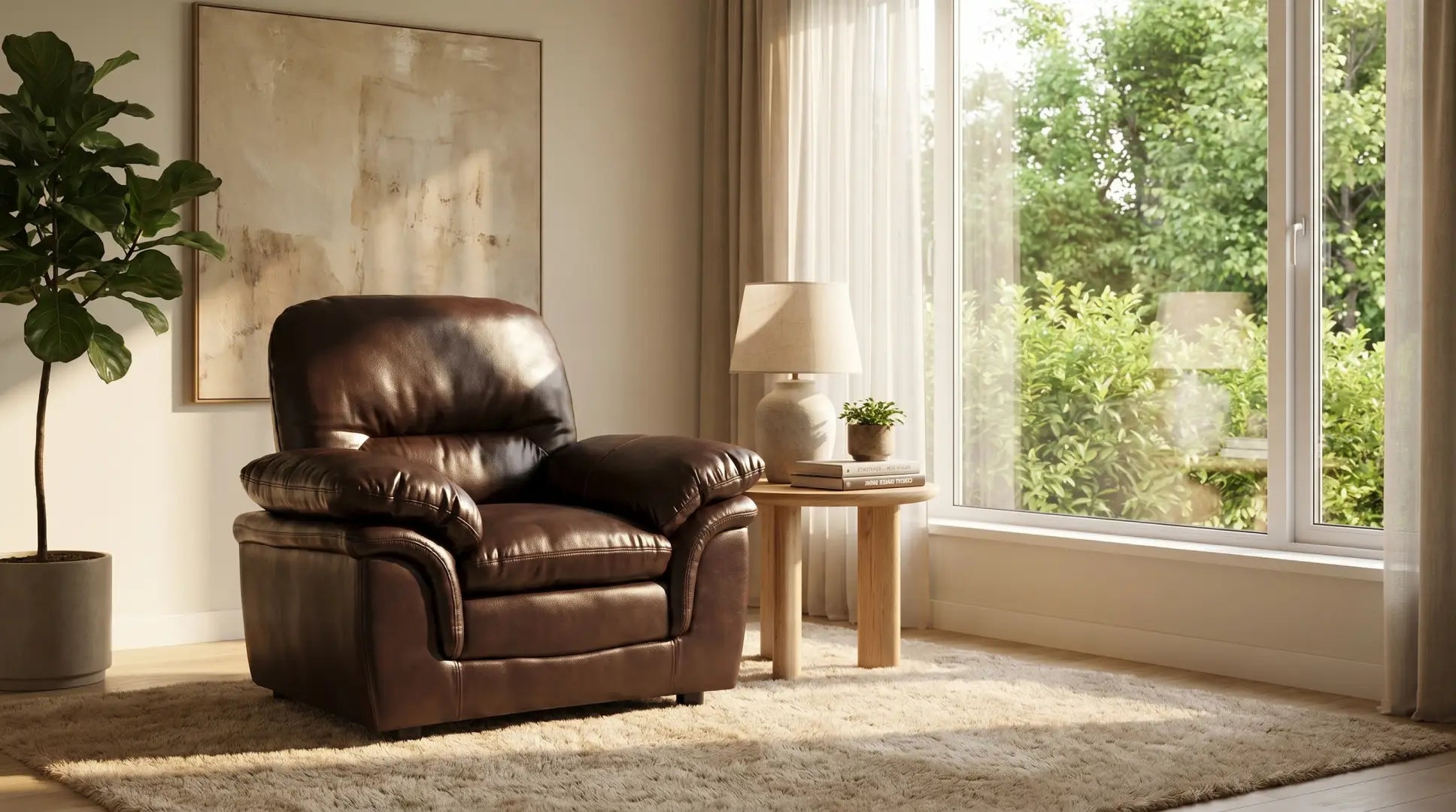 Verona Brown Leather Armchair - Furniture Instore