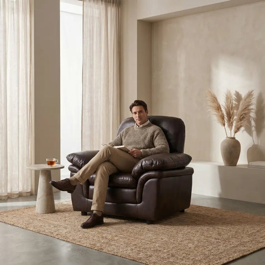 Verona Brown Leather Armchair - Furniture Instore