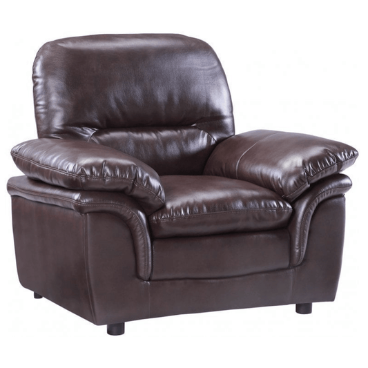 Brown leather recliner chair on a white background