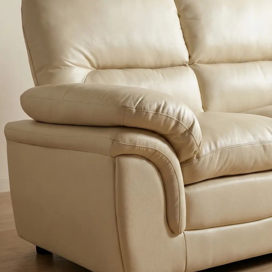 Verona Cream Leather 2 Seater Sofa - Furniture Instore