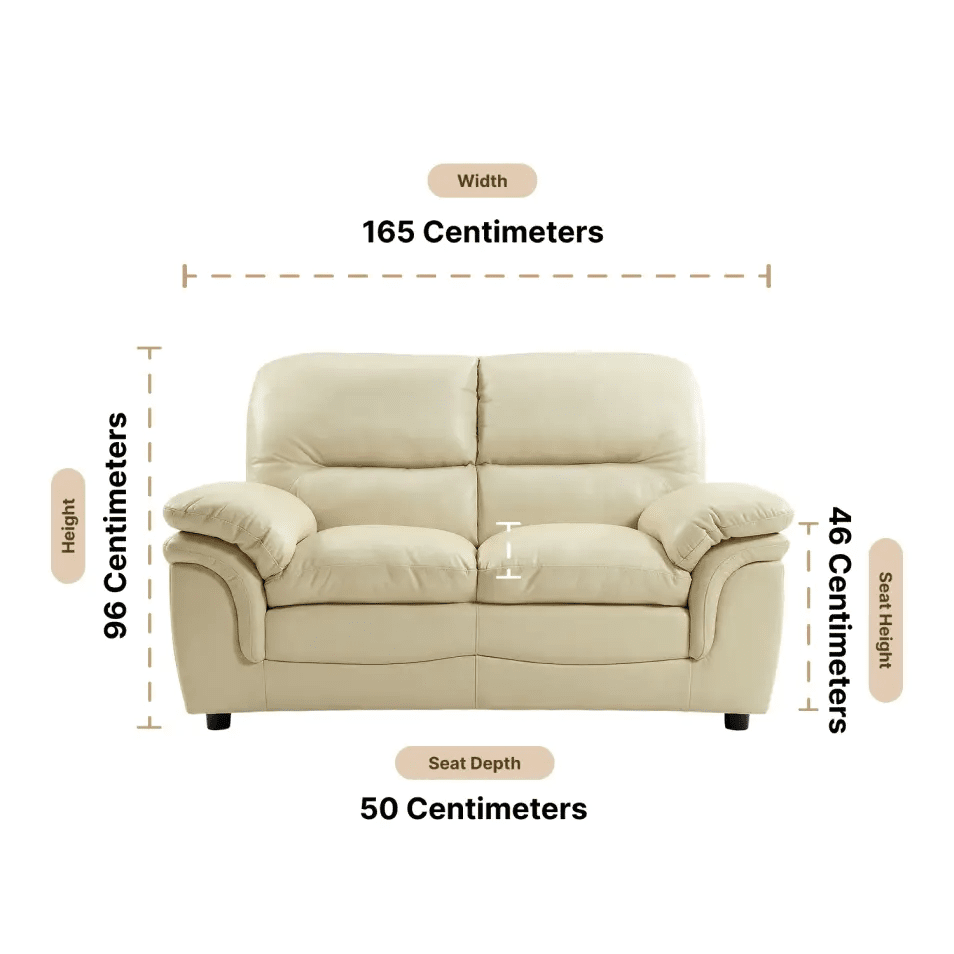 Verona Cream Leather 2 Seater Sofa - Furniture Instore