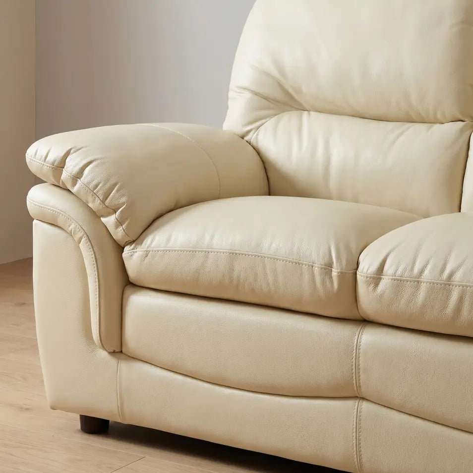Verona Cream Leather 2 Seater Sofa - Furniture Instore
