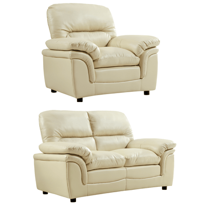 Beige recliner chair and sofa set on a white background