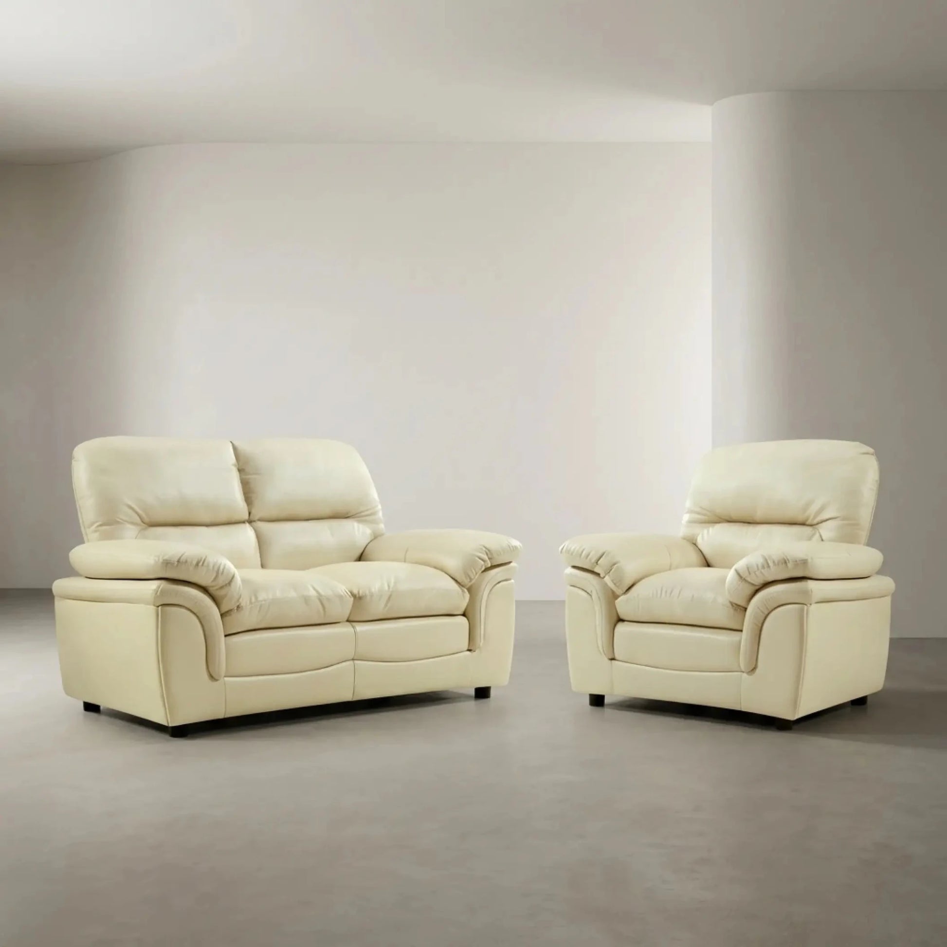 Verona Cream Leather 2+1 Seater Sofa Set is a Stylish and Practical - Furniture Instore