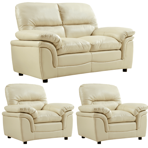 Verona Cream Leather 2+1+1 Seater Sofa Set