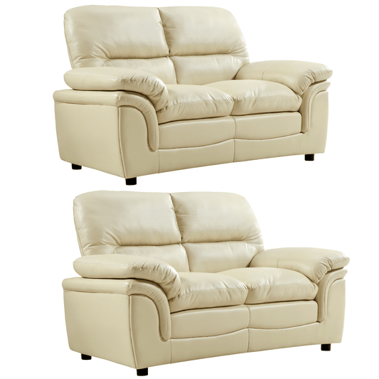 Verona Cream Leather 2+2 Seater Sofa Set - Furniture Instore