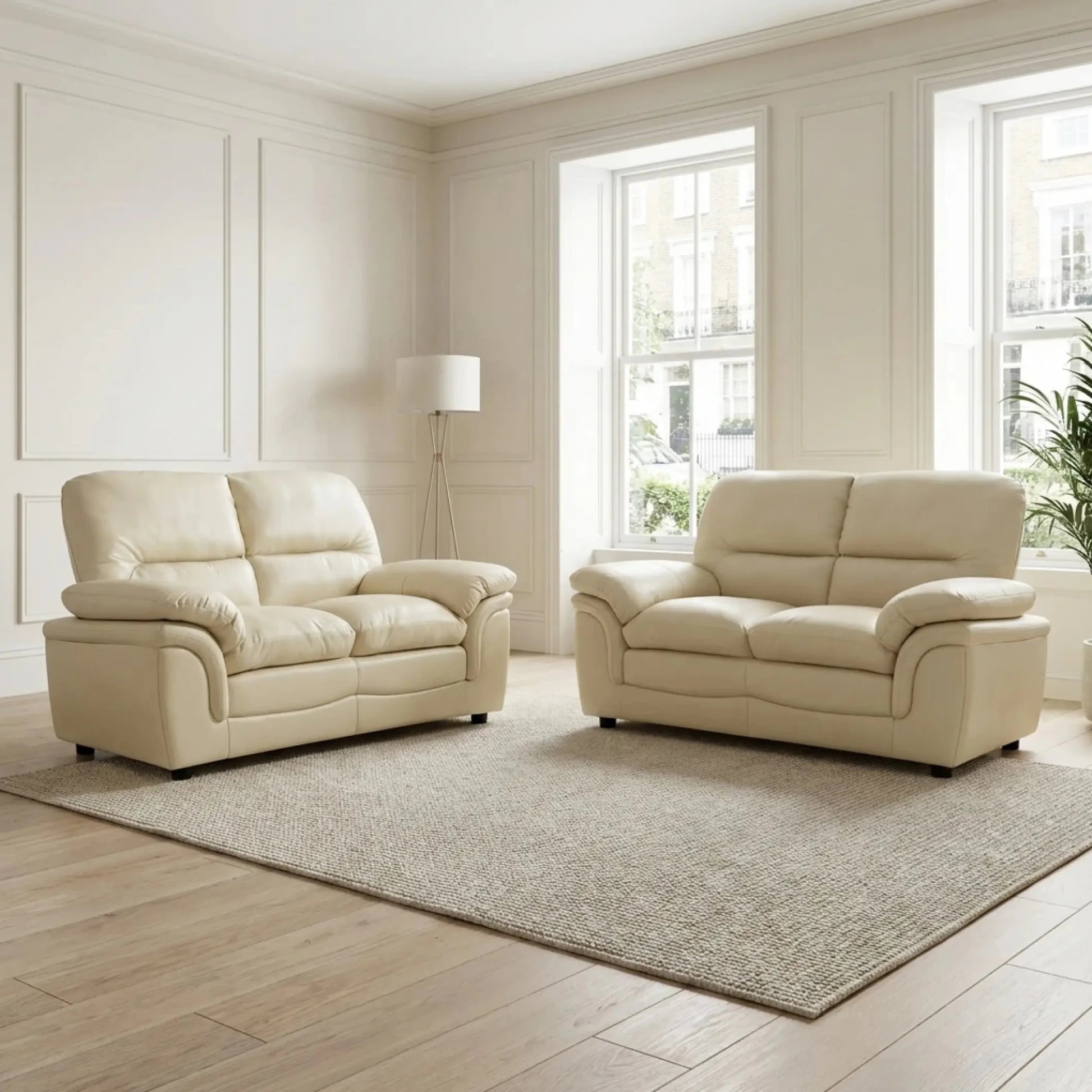 Verona Cream Leather 2+2 Seater Sofa Set Collection - Furniture Instore