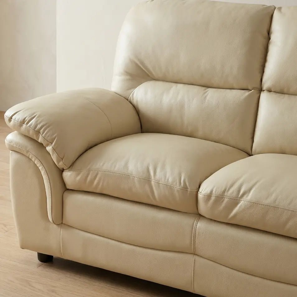 Verona Cream Leather 3 Seater Sofa - Furniture Instore