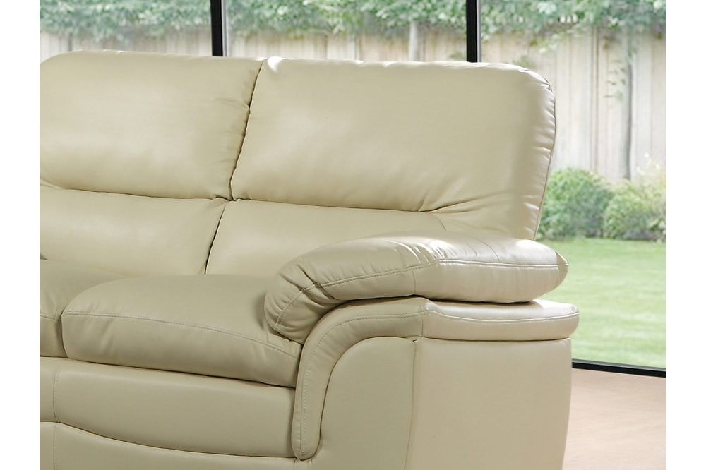 Verona Cream Leather 3 Seater Sofa - Furniture Instore