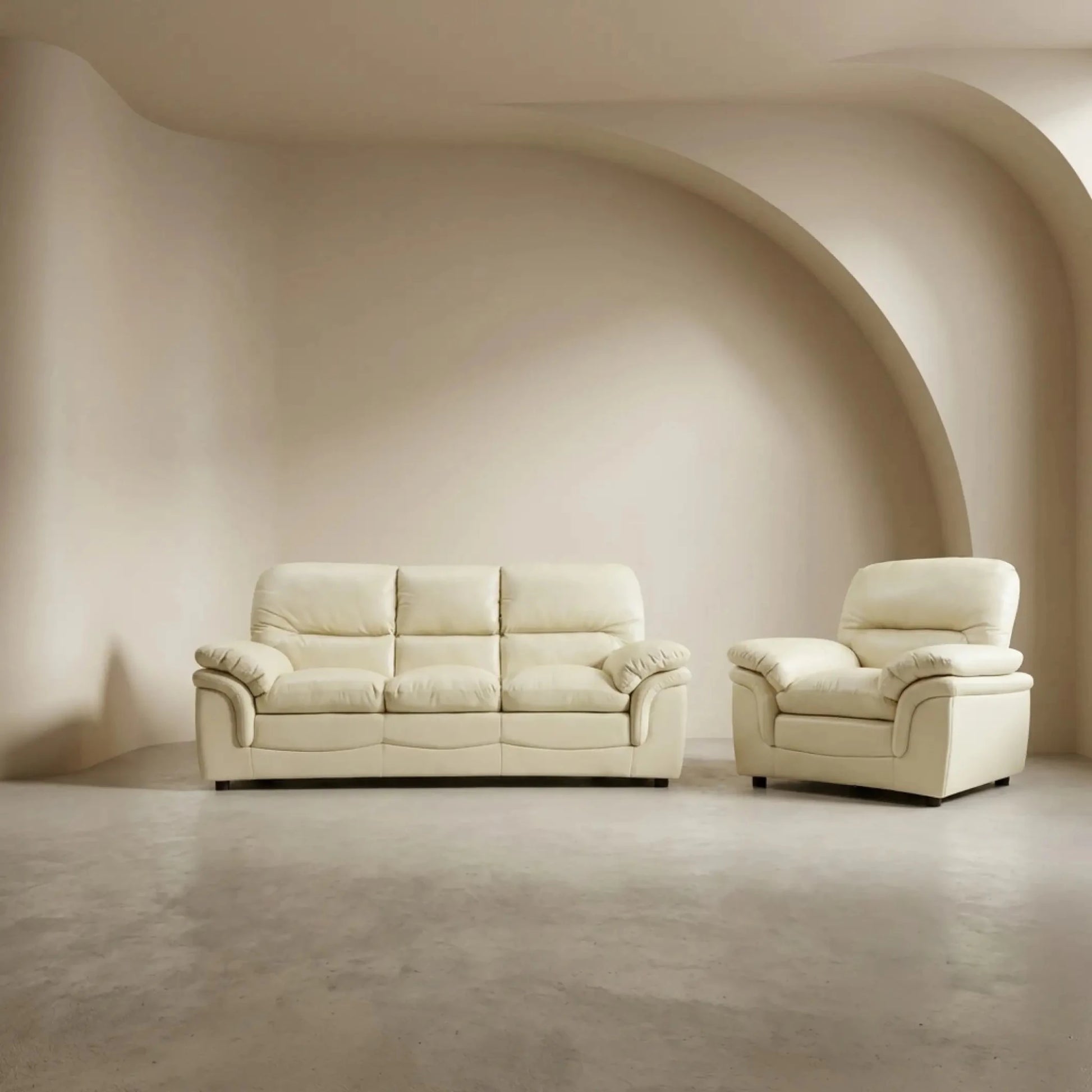 Verona Cream Leather 3+1 Seater Sofa Set Collection - Furniture Instore