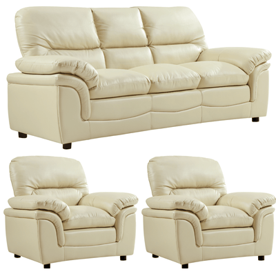 Verona Cream Leather 3+1+1 Seater Sofa Set