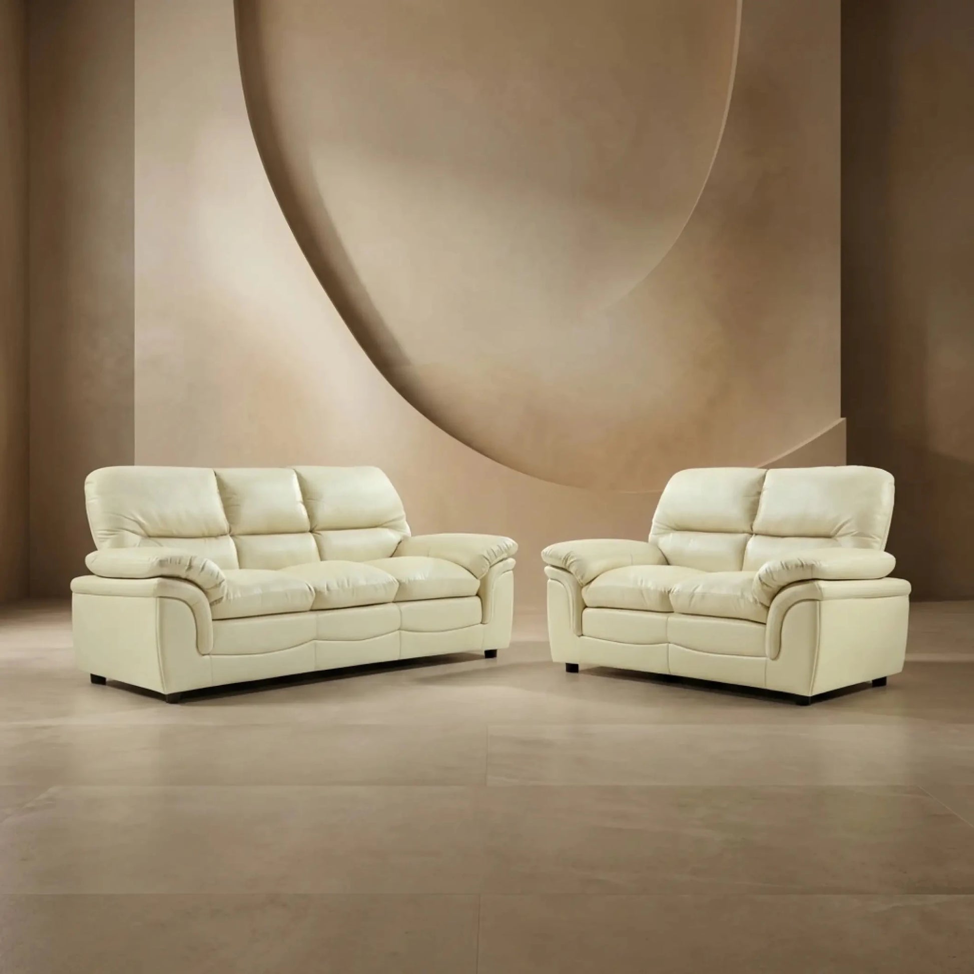 Verona Cream Leather 3+2 Seater Sofa Set – Stylish Comfort for Modern Living - Furniture Instore