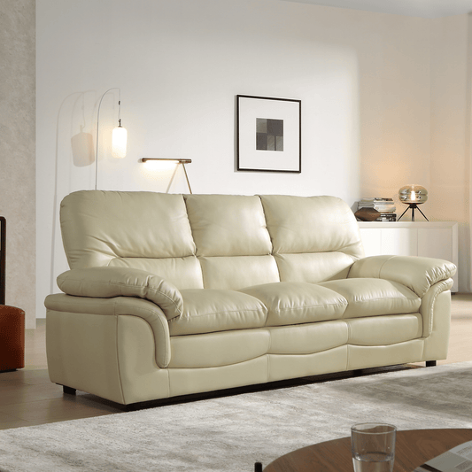 Verona Cream Leather 3+2+1 Seater Sofa Set - Furniture Instore
