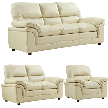Verona Cream Leather 3+2+1 Seater Sofa Set - Furniture Instore