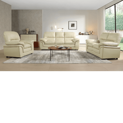 Verona Cream Leather 3+2+1 Seater Sofa Set - Furniture Instore