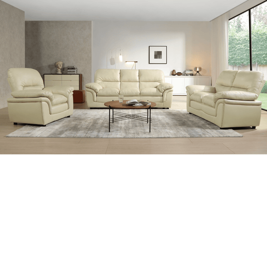 Verona Cream Leather 3+2+1 Seater Sofa Set - Furniture Instore