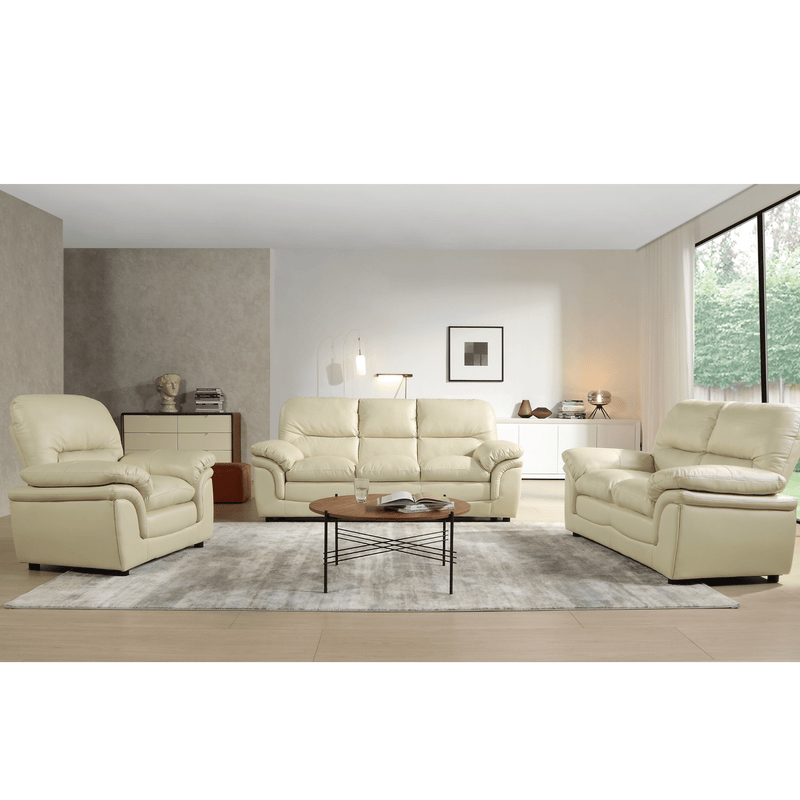 Verona Cream Leather 3+2+1 Seater Sofa Set - Furniture Instore