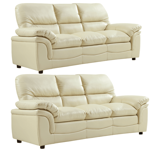 Verona Cream Leather 3+3 Seater Sofa Set