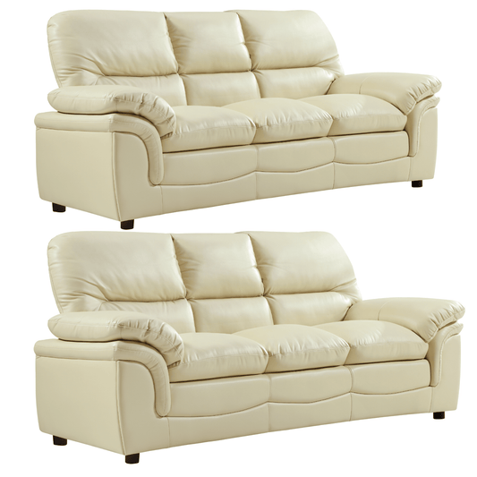 Verona Cream Leather 3+3 Seater Sofa Set - Furniture Instore