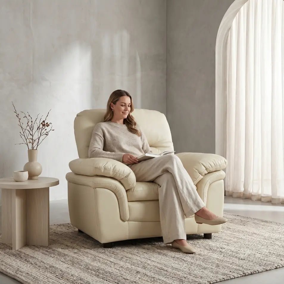 Verona Cream Leather Armchair - Furniture Instore
