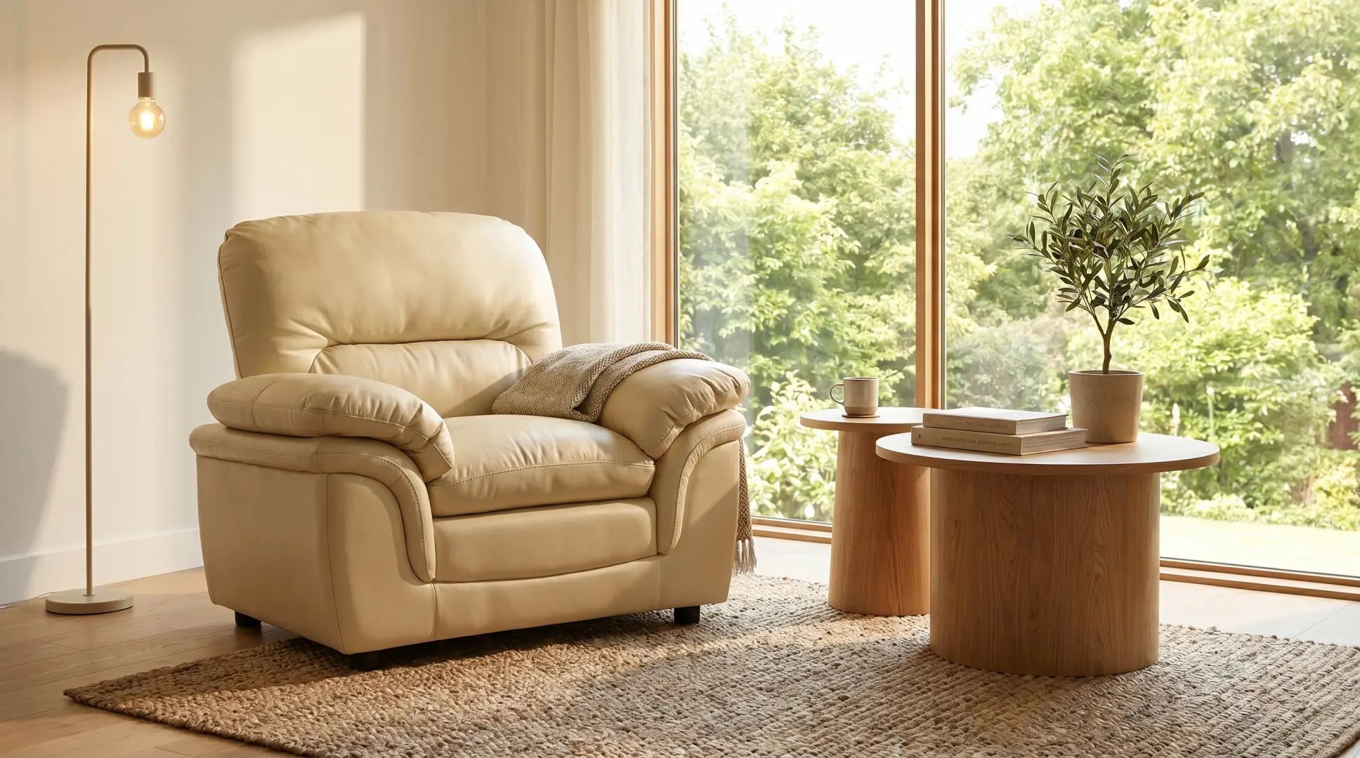 Verona Cream Leather Armchair - Furniture Instore