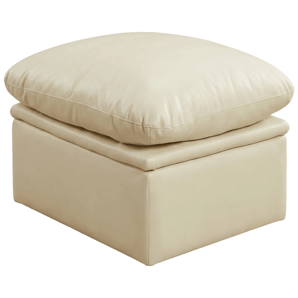 Verona Cream Leather Footstool - Furniture Instore