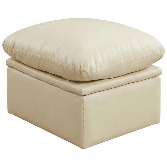 Verona Cream Leather Footstool - Furniture Instore