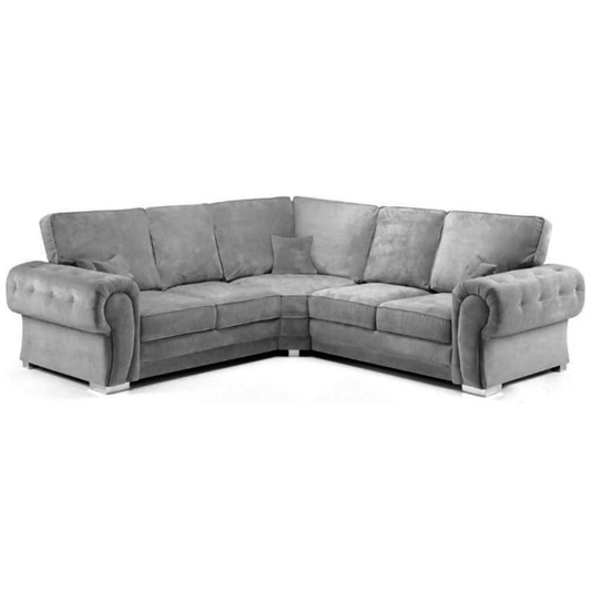 verona grey fabric corner sofa on white background