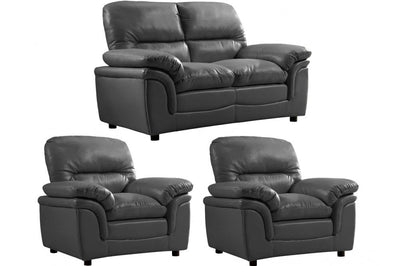 Verona Grey Leather 2+1+1 Seater Sofa Set