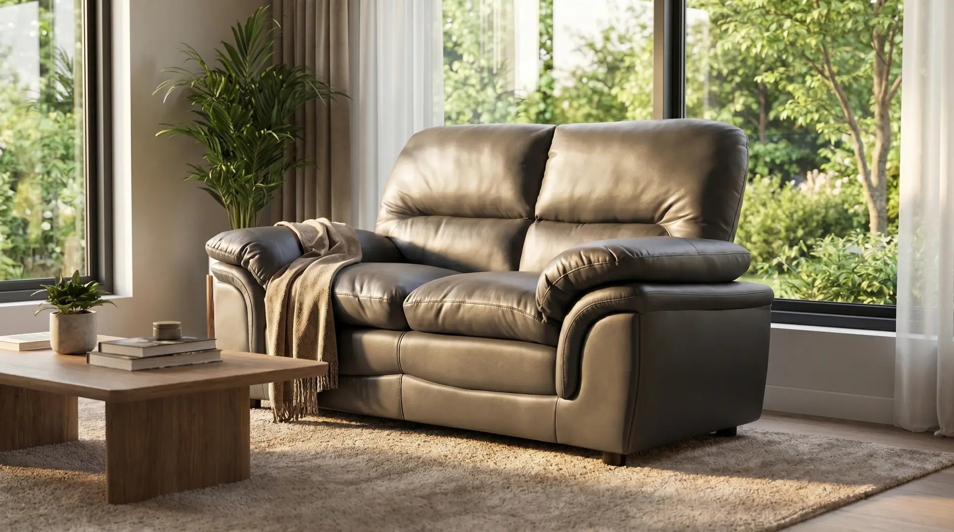 Verona Grey Leather 2 Seater Sofa - Furniture Instore