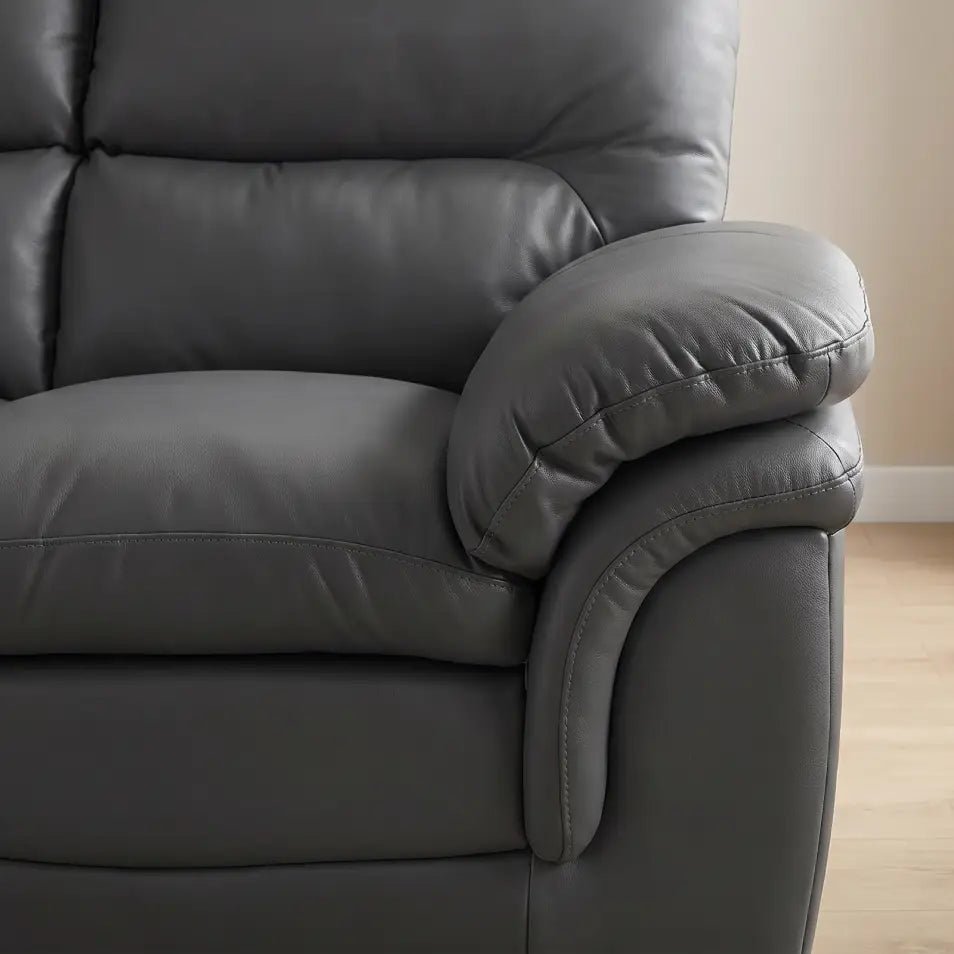 Verona Grey Leather 2 Seater Sofa - Furniture Instore