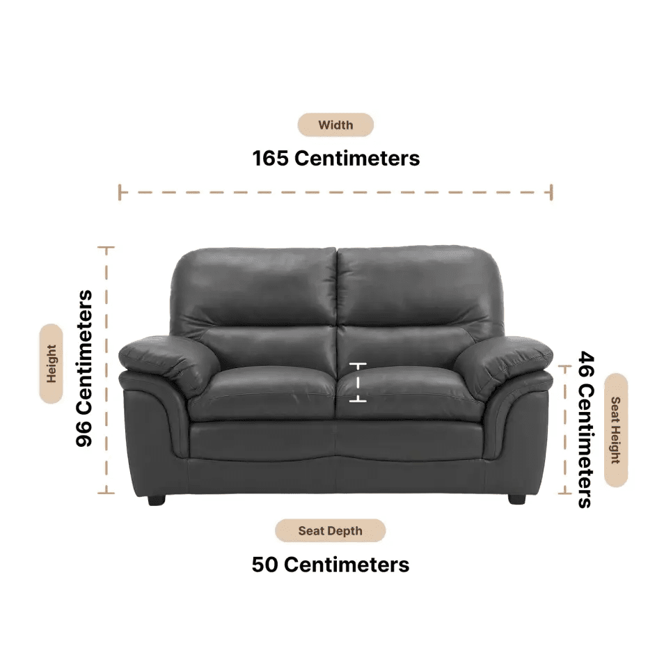 Verona Grey Leather 2 Seater Sofa - Furniture Instore